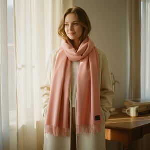 Vintage 100% Lambswool Old England Paris Scarf | Dusty Rose | Made in England